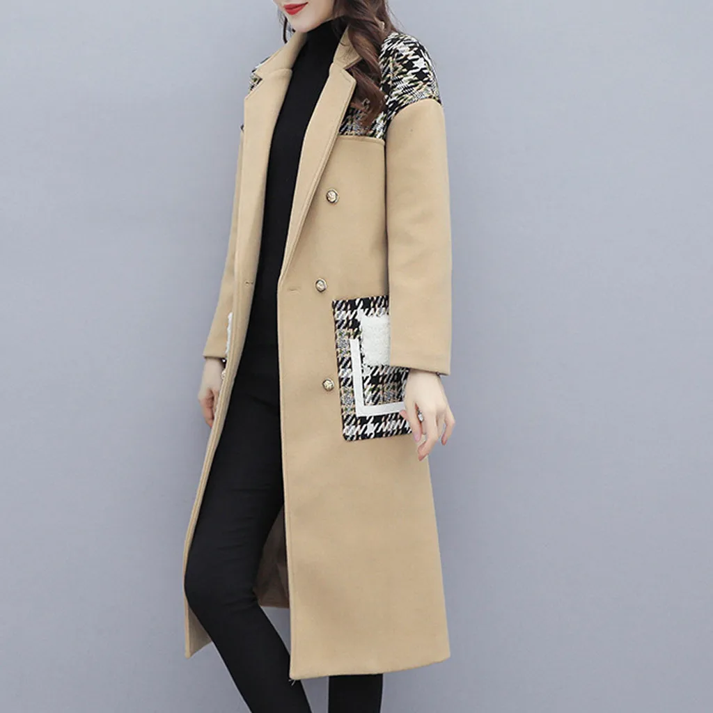 Женское шерстяное пальто с лацканами длинное верхняя одежда # g3 | Женская