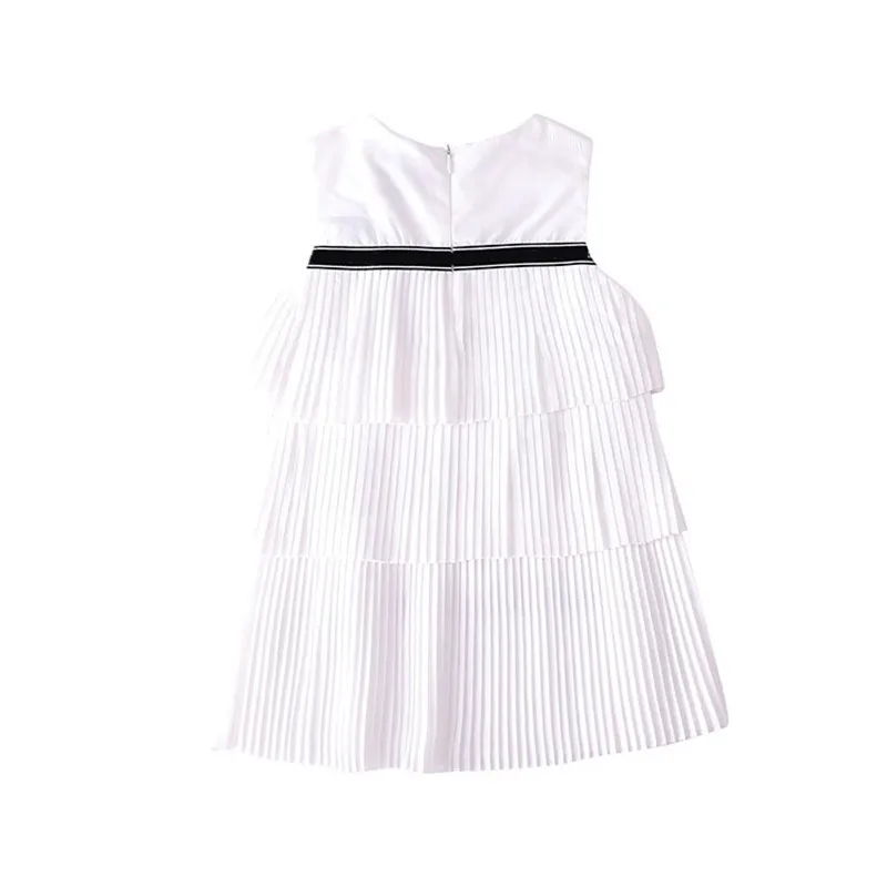 Летнее модное платье в полоску без рукавов с поясом для девочек платья принцессы