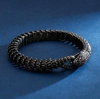 high quality hot sale mens bracelet creative design dragon snake scale bracelet trendy black snake bone chain bracelet jewelry