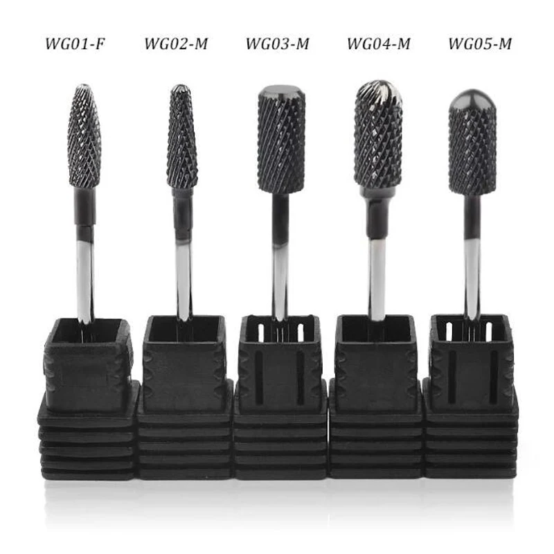 Сверла для ногтей инструменты маникюра сплав биты черные вольфрамовые стальные