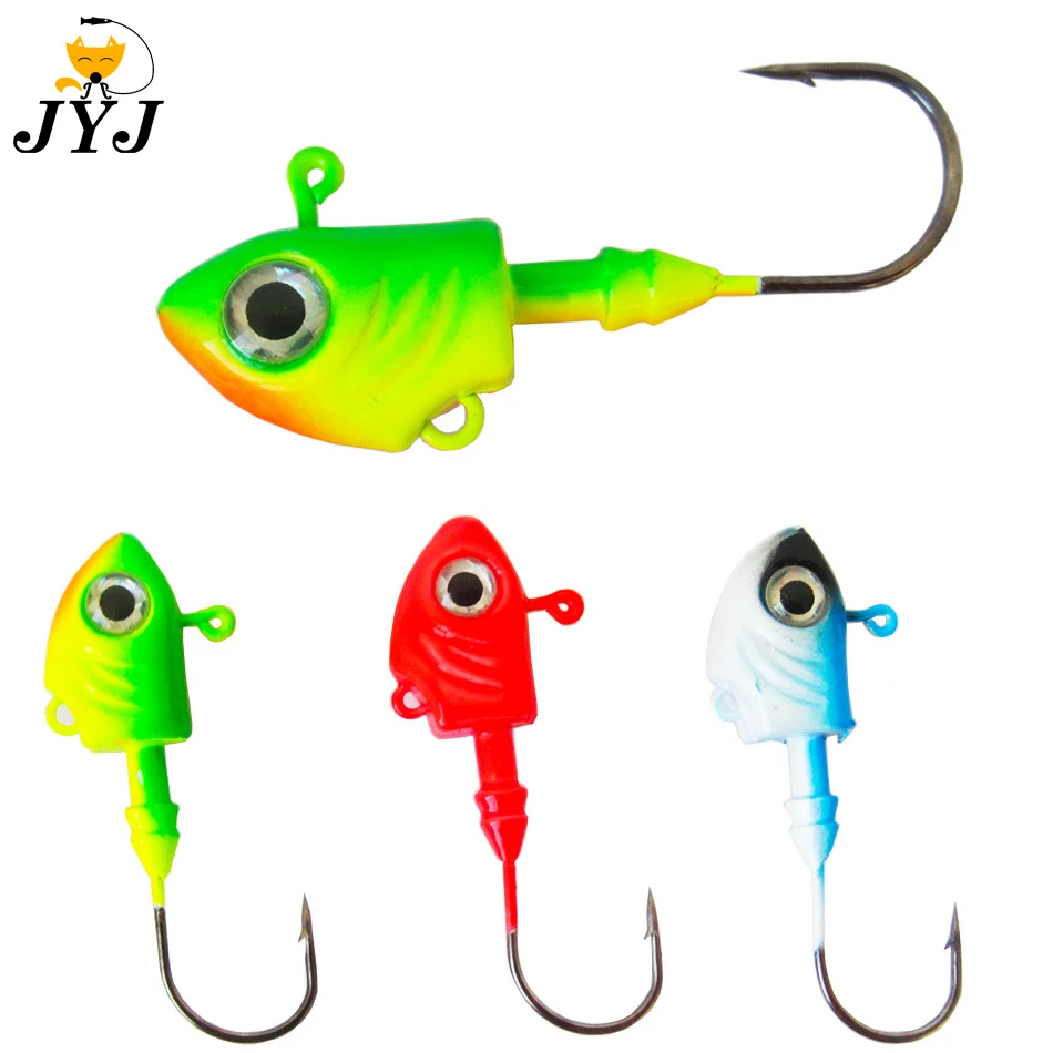 

2pcs/lot 10g 15g 20g 30g 40g 45g Colorful fish head hooks Jig Head Hook for Soft Shad Lure Strong Jig Head Jigging Bait Lure