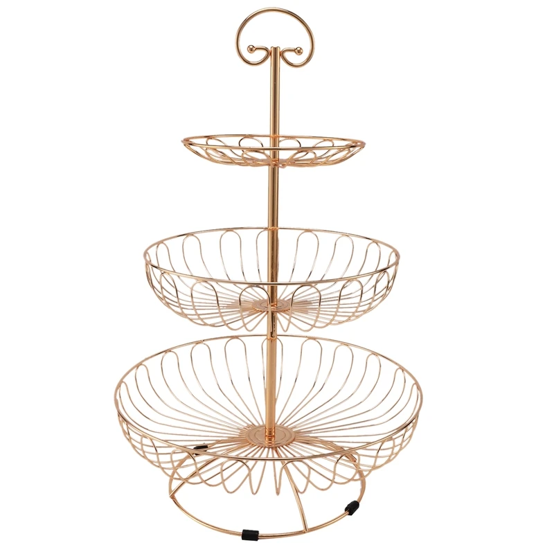 

Three Layer Storage Kitchen Home Bowl Detachable Metal Cake Stand Decorative Dessert Holder Round Fruit Basket