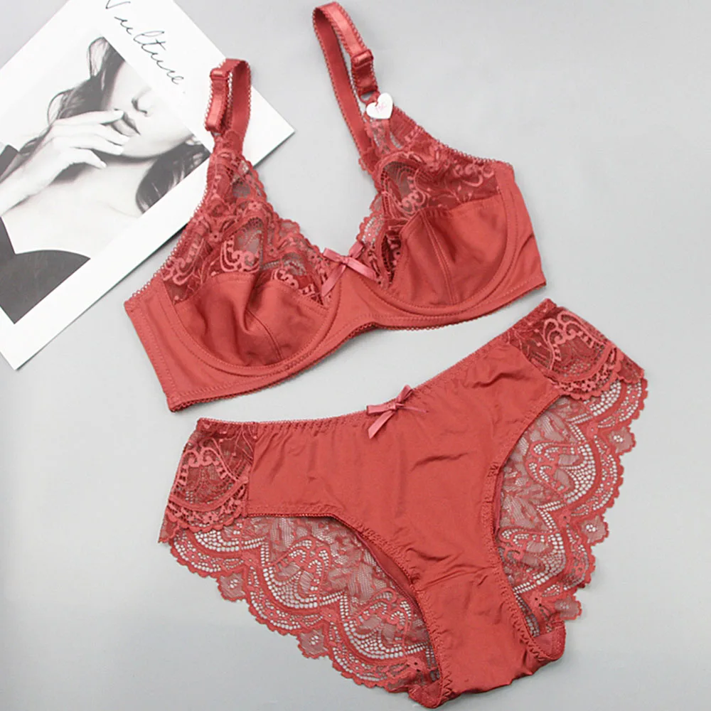 

Thin Transparent Red Sexy Bra Sets Underwear Suit for Womens Adjusted-straps Lingerie 32 34 36 38 40 42 44 A B C D E