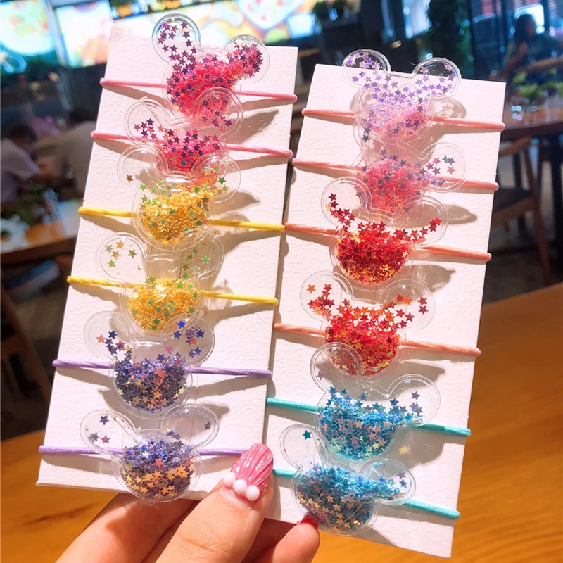 Детская прозрачная эластичная лента для волос из ПВХ с блестками 1 комплект милые