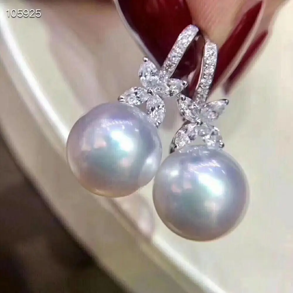 Серьги подвески женские из серебра 925 пробы с пресноводным белым жемчугом 9 10