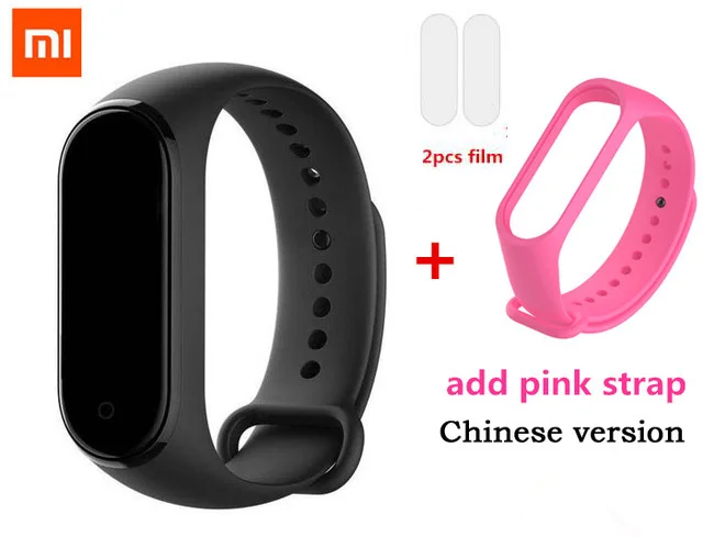 add Pink strap Xiaomi Mi-браслет 4 смарт-Браслет фитнес-браслет AI Bluetooth 5,0 AMOLED цветной сенсорный экран AI частота сердечных сокращений - Цвет: add Pink strap