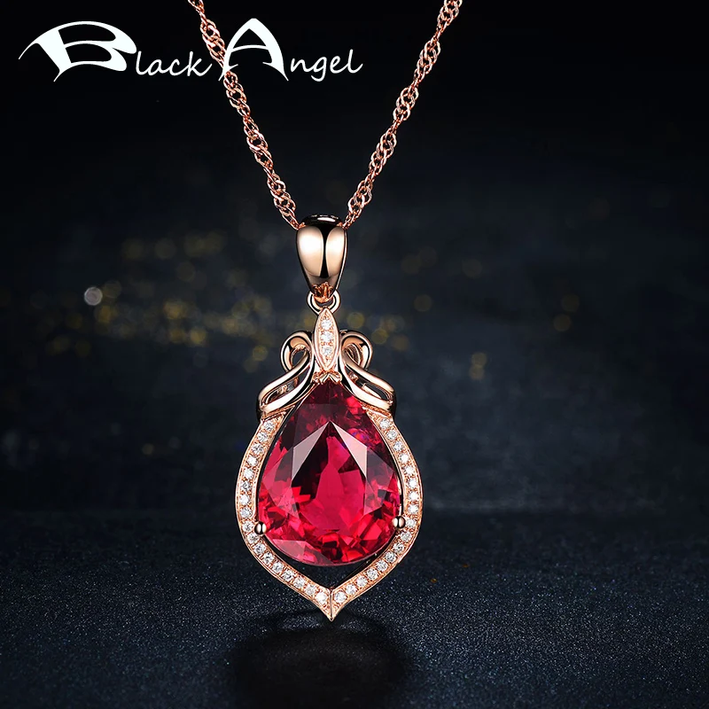 Женское ожерелье из серебра 2020 пробы с рубином в форме груши | Украшения и