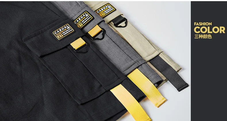 

Men's Large Size Shorts Streetwear Black 2021 Summer Cotton Side Pocket Breeches Male Elastic Waist Band Casual Cargo Shorts Men