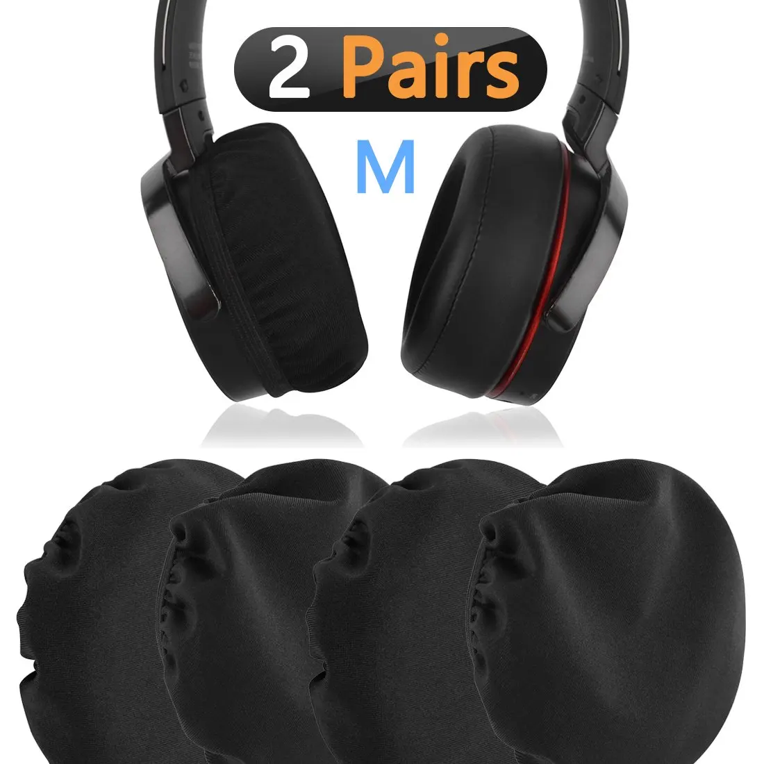 

2 Pairs Headphone Earpad Covers/Stretchable and Washable Sanitary Earcup Protectors. Fits 1"-6" Over-Ear Headset Ear Cushions