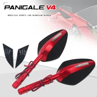 high quality for ducati v2 v4 v4s 959 1299 panigale motorcycle mirror led turn light signals folding rear view rearview mirrors
