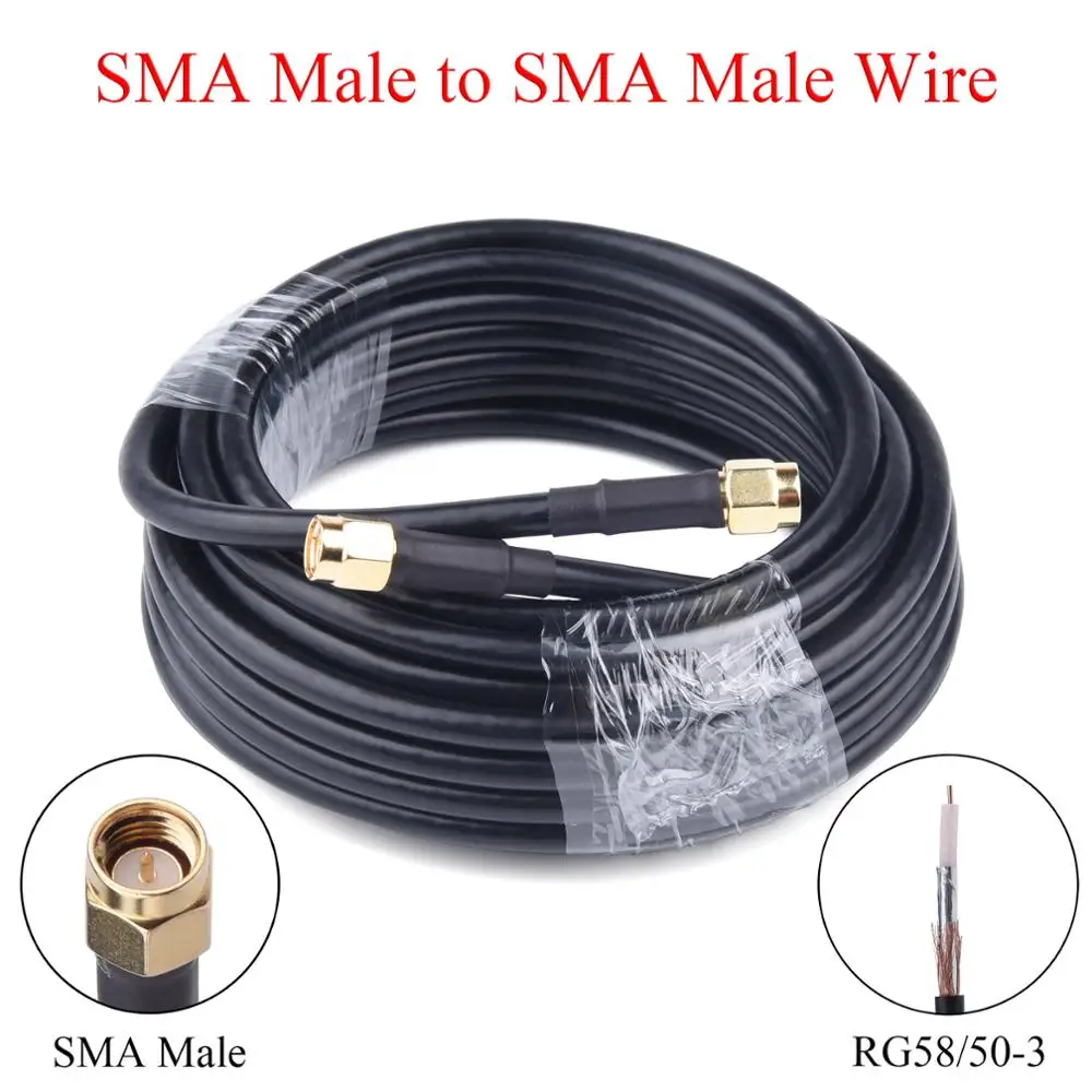 1-20M RG58/50-3 RF Coaxial Cable SMA Male to SMA Male Wire Radio Extension For 4G LTE Cellular Amplifier Signal Booster Antenna