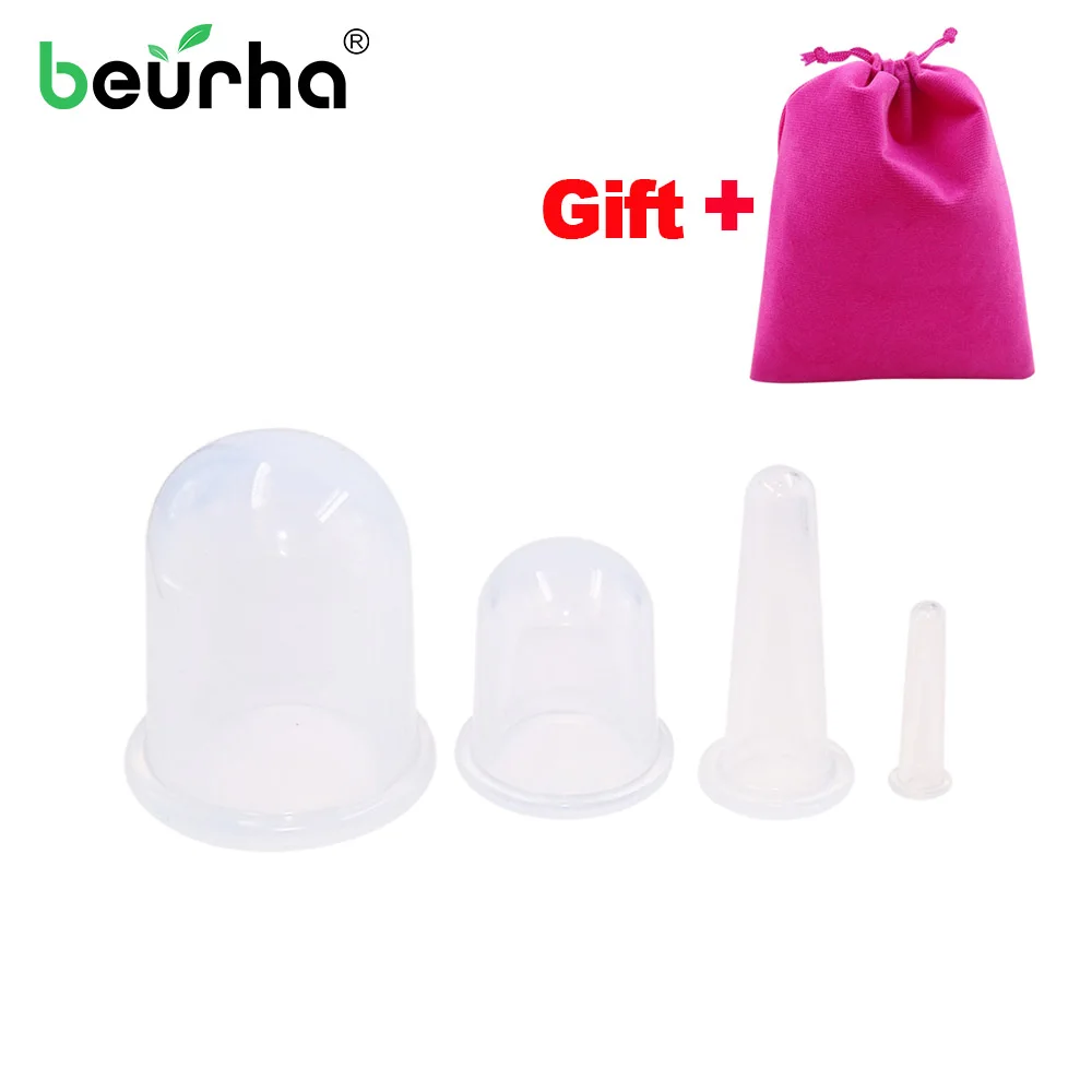 1 set White 1 шт. S/M/L/XL силиконовые вакуумные чашки для расслабления шеи спины медицинский массажер банки для антицеллюлитного здоровья с мешком - Цвет: 1 set White