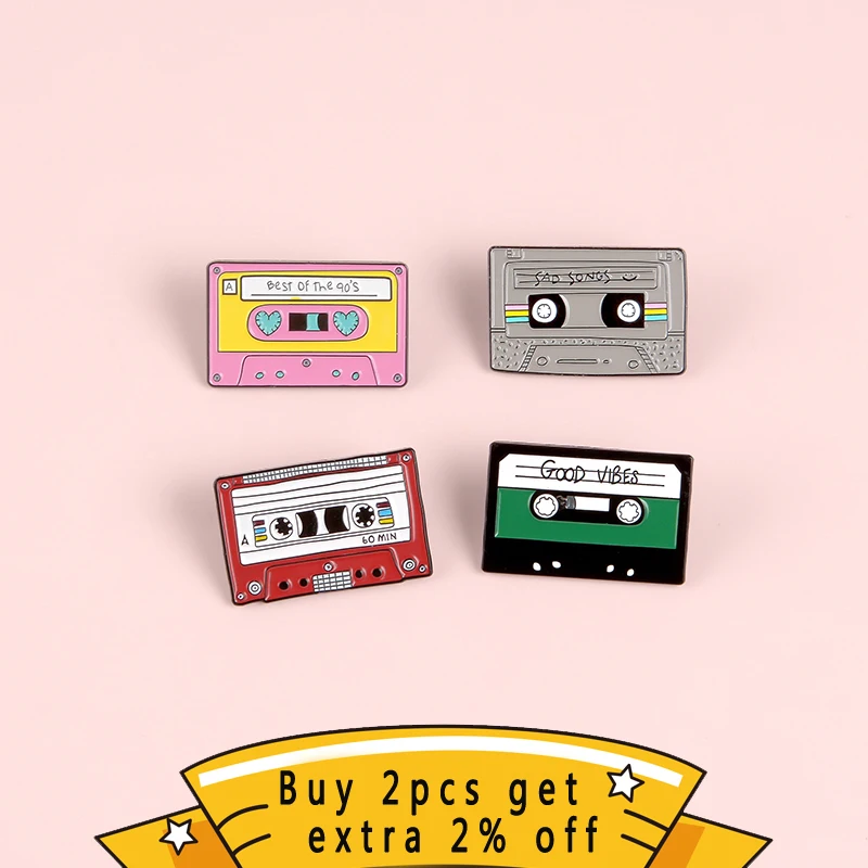 QIHE ювелирные изделия лучшие песни Винтаж клейкие Ленты Pin Эмали розового серого