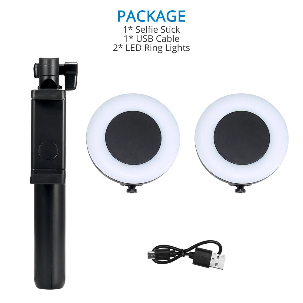 

Selfie Stick 2 LED Selfie Ring Light With Tripod Stand Dimmable Camera Phone Ring Lamp Phone Holder For Makeup Video Live Studio