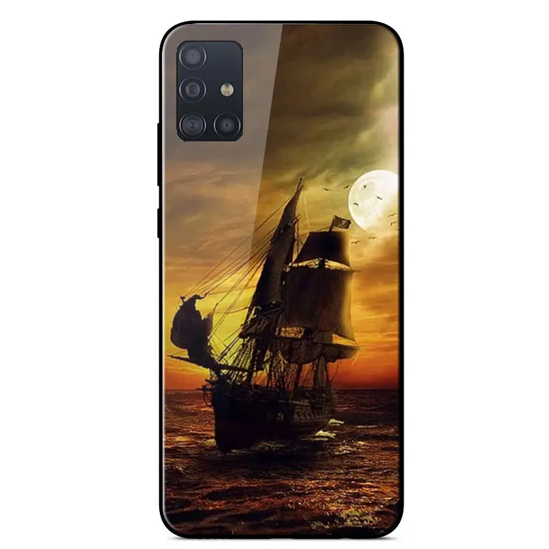 

For Samsung Galaxy A51 Case Ultra Thin Tempered Glass Hard Phone Case For Samsung A51 SM-A515F A515 Silicone Bumper Back Cover
