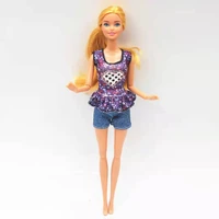 11 5 doll accessories fashion princess outfits for barbie clothes purple ruffle sleeveless shirt denim jeans shorts kids toys