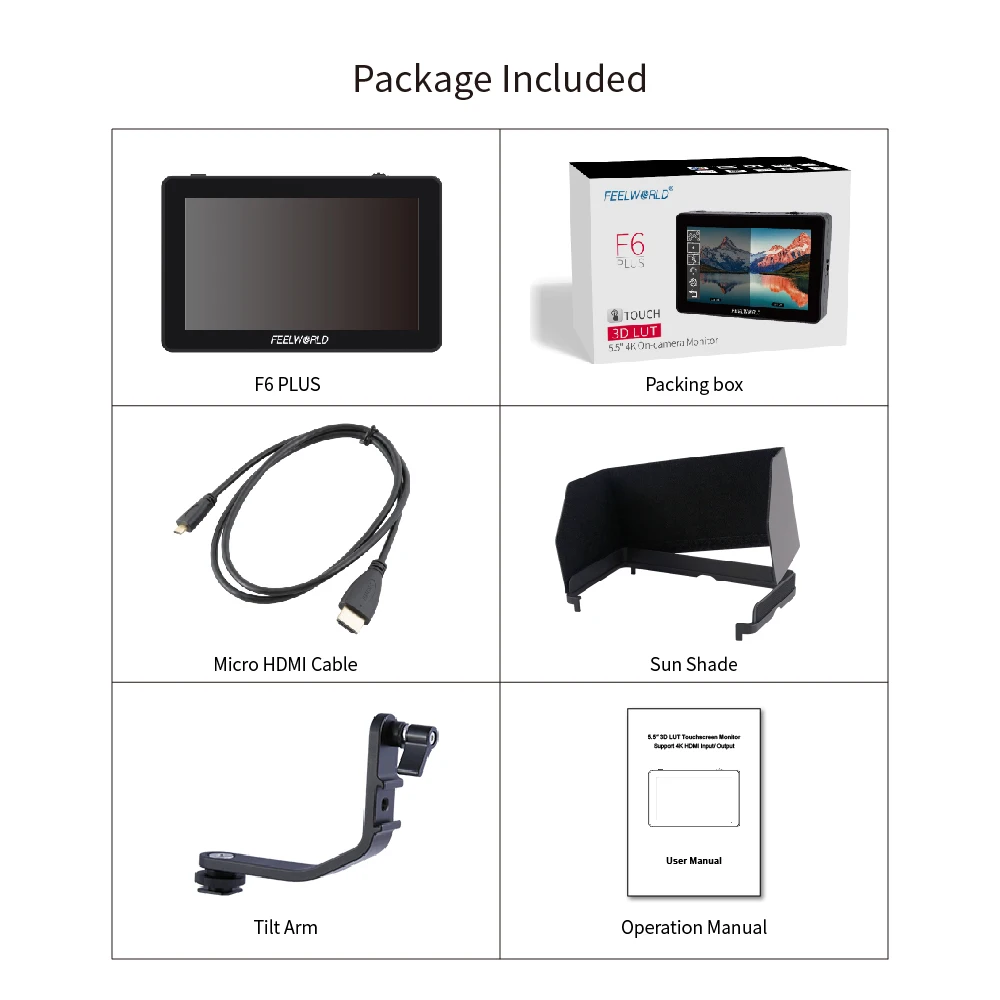 

FEELWORLD F6 PLUS 4K HDMI Monitor 5.5 Inch DSLR 3D LUT Touch Screen on Camera Field Monitor IPS FHD 1920x1080 Video Focus Assist