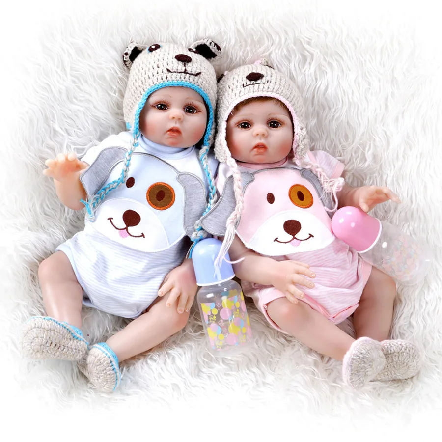 47 см Милые силиконовые куклы Reborn Twin Детские реалистичные игрушки для девочек