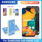 ЖК-дисплей 6,4 дюйма Super AMOLED с сенсорным экраном и дигитайзером в сборе для Samsung Galaxy A30, A305F, A305G с рамкой