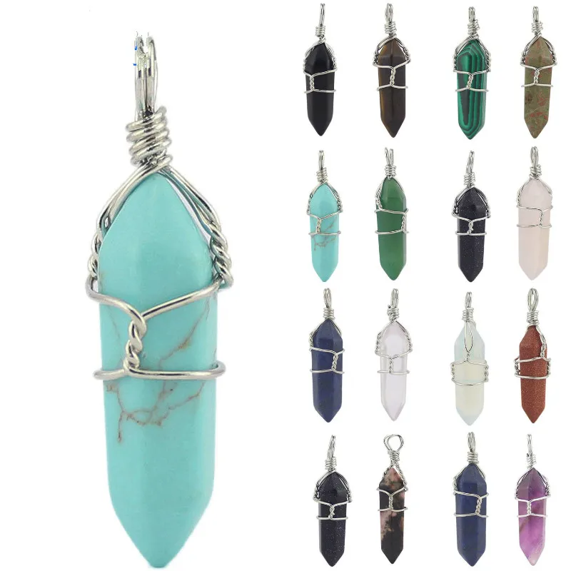 Натуральный камень шестигранная колонна подвеска ручной работы кристалл