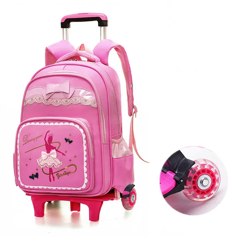 Рюкзак на колесиках для девочек, с двумя колесиками