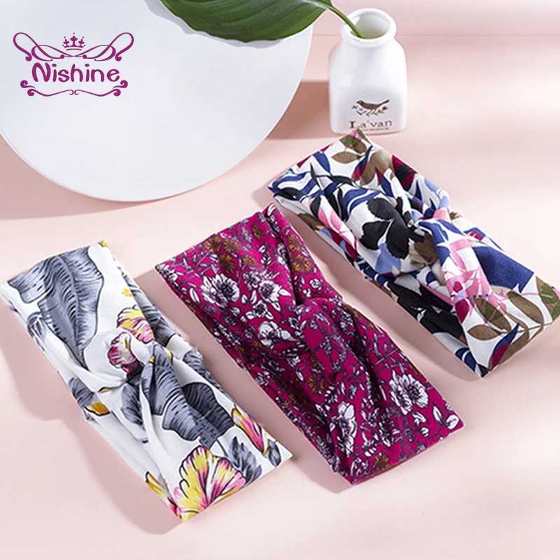 

Повязка для волос с узелком и цветочным принтом, в стиле унисекс