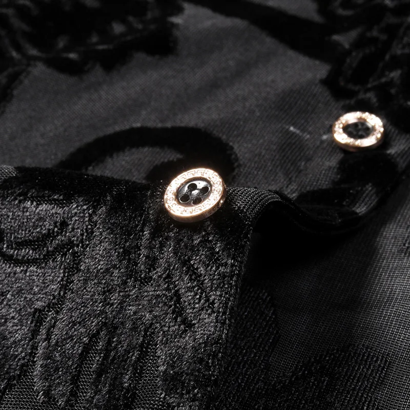 

Pop Fashion Man Long Sleeve Slim Fit Men VogueShirt Velvet Hollow Man Shirts Flowers For Men Clothes Nice