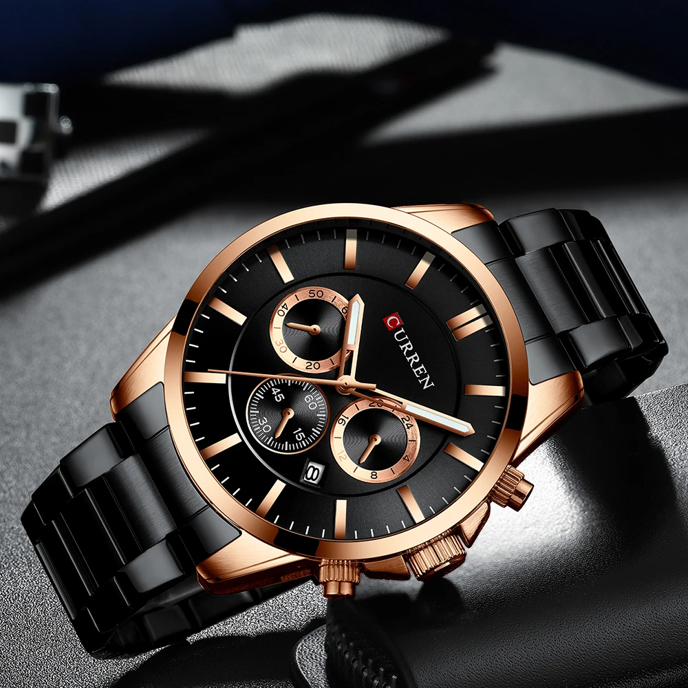

CURREN Top Brand Luxury Chronograph Watch Casual Sport Watches for Men Male Stainless Steel Quartz Wristwatch Relogio Masculino