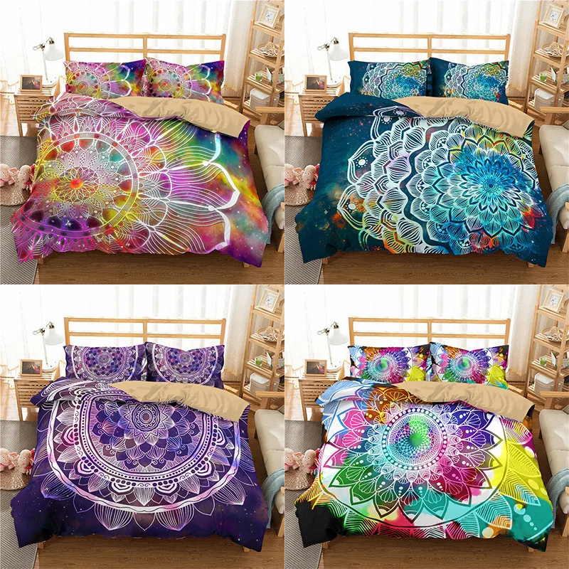 

Mandala Bedding Set Single Twin Queen King Size Comforter Duvet Quilt Cover and Pillowcase Bohemian 2/3 pieces Soft Bedclothes