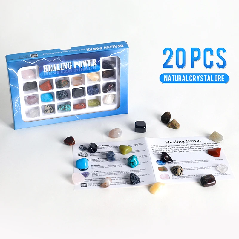 

20pcs Multicolor Natural Crystal Agate Stone Ore Samples Rocks Mineral Gift Box Rock Samples For Home Education Decoration