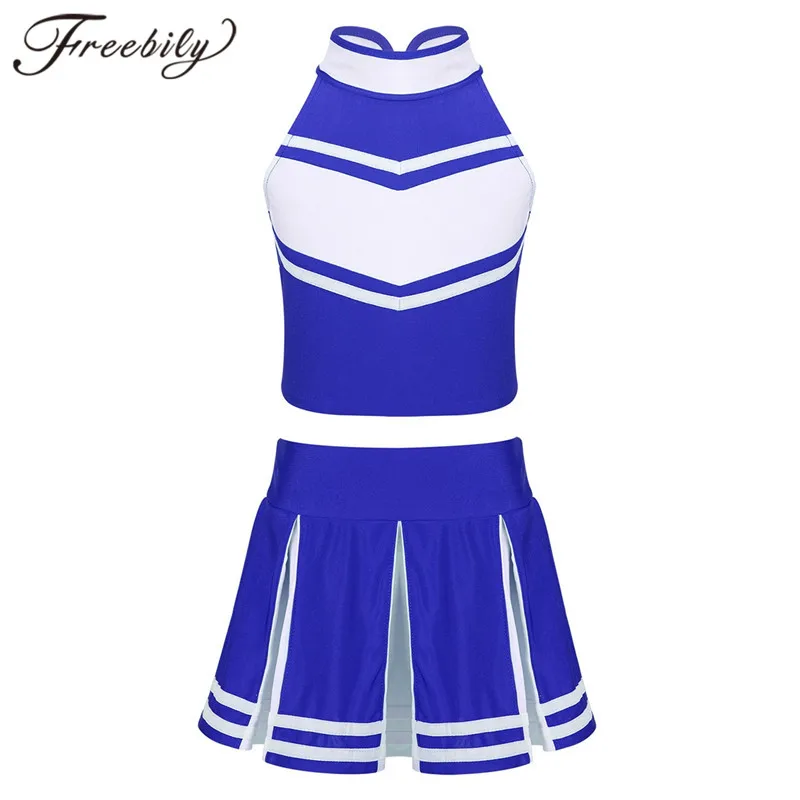 

2 шт., Детские униформы для чирлидинга, топы без рукавов + плиссированные юбки