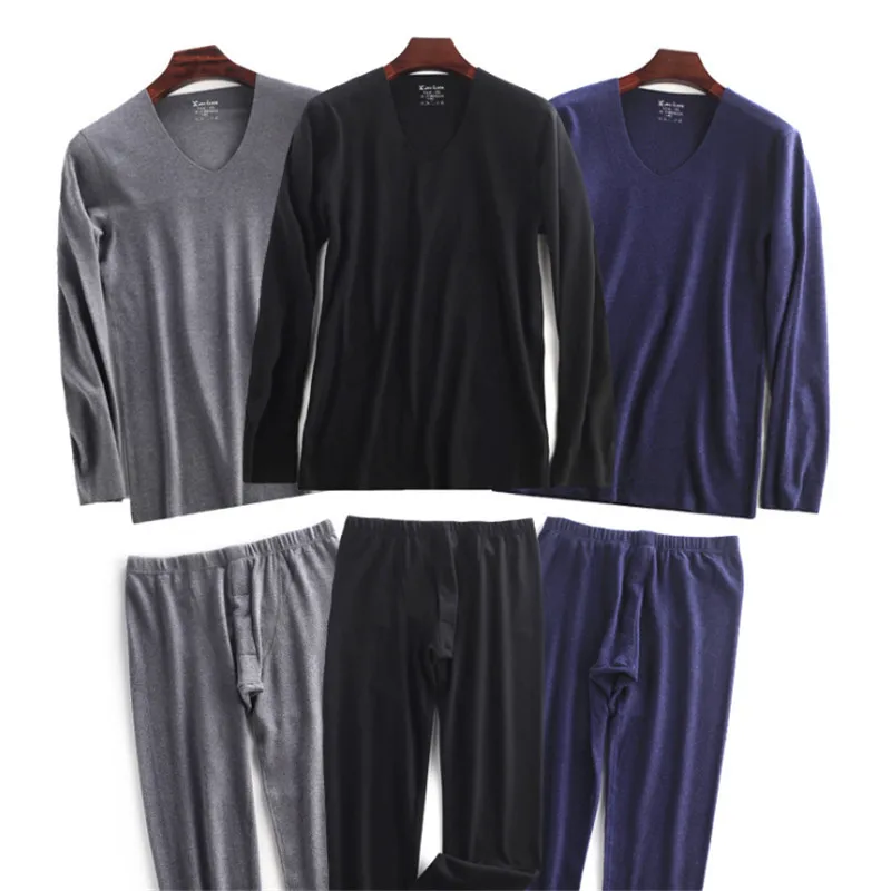 Обновленное двухстороннее бархатное мужское термобелье с V-образным вырезом