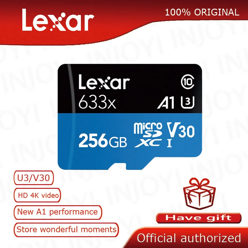 Карта памяти Lexar micro sd высокопроизводительная 256 ГБ макс. 95 м/с Class10 A1 3D 4K|Карты