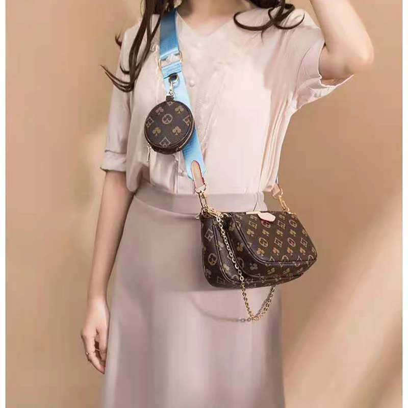 

New Ladies Shoulderbag Underarm Bag Wideband Messenger Bag Small Bag Print Three-piece A Set Of Two Purse Coin Purse Handdbag