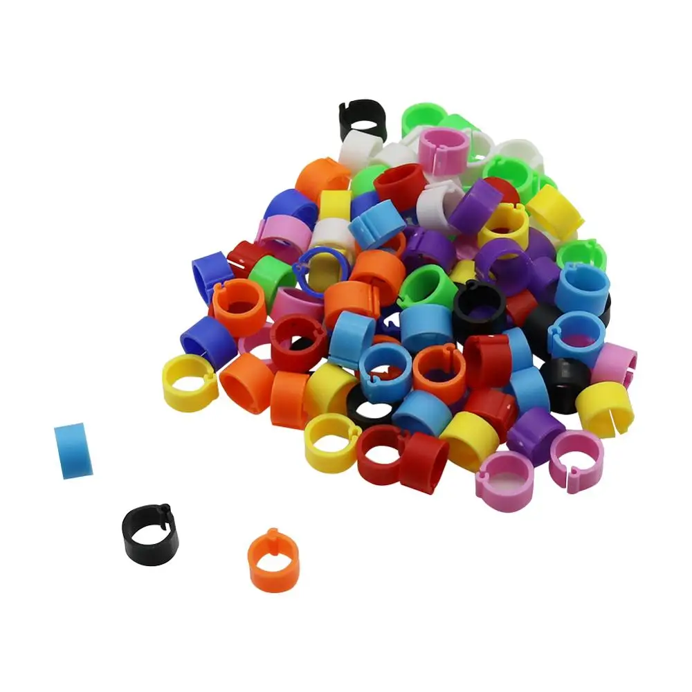 

100Pcs 10 Colors Birds Feet Rings Inner Diameter 8mm Width 7mm Plastic Clip Ring Pigeon Dove Quail Foot Ring Farm Animal Carrier