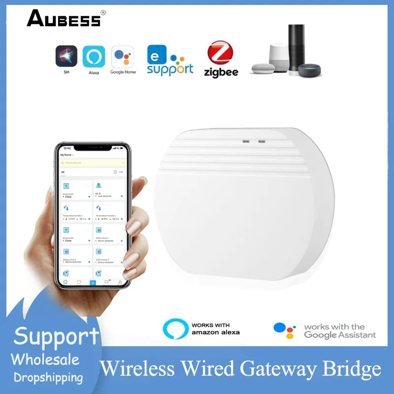 

Беспроводной хаб-шлюз Aubess ZigBee, хаб для умного дома, дистанционное управление с помощью приложения EWelink, работает с Siri Alexa Google Home