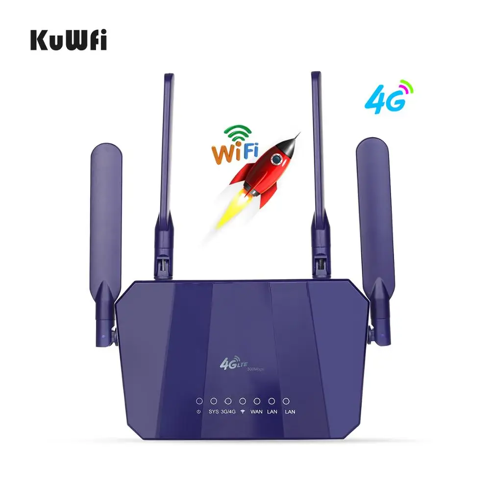 KuWFi 4G LTE CPE беспроводной маршрутизатор 300 Мбит/с внутренний роутер 4 шт. антенны с