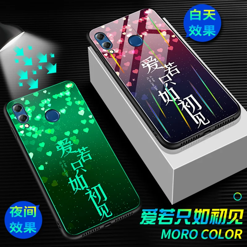 Чехол для телефона для Xiaomi Redmi Note 7, чехол, светящаяся, светящаяся, закаленное стекло, задняя крышка для Xiaomi Redmi Note 7 Pro, чехол, силиконовый