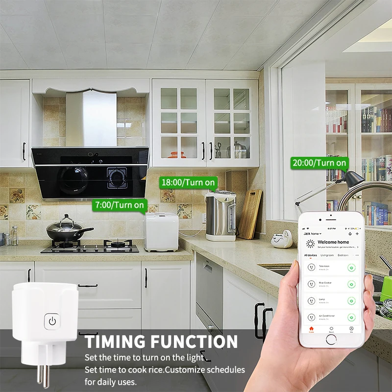 Smart Plug Socket EU 16A Timing Function Wireless Tuya ZigBee SmartLife APP Control With Alexa Google Assistant Alice | Электроника