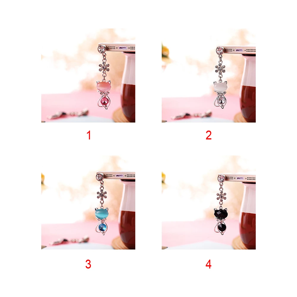 3.5 mm Jack Cat Crystal Anti Dust Plug Earphone Cap Stopper Cute cat Accessories for Phone Cup | Мобильные телефоны и