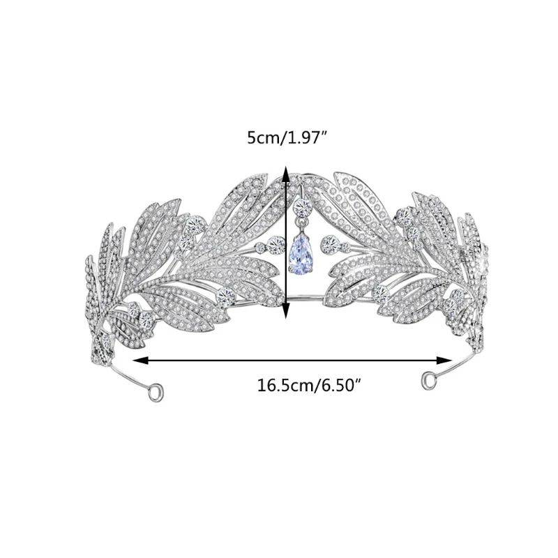

50LD Zirconia Crystal Headband Rhinestone Princess Crown Vintage Style Hair Hoop Princess Headpieces Bridal Hair Accessories
