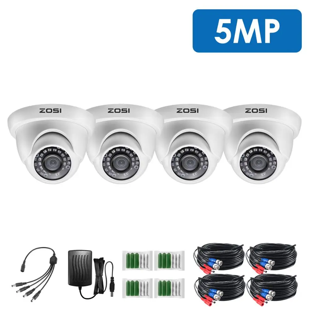 Комплект камер видеонаблюдения ZOSI 4 шт. 5 МП супер HD подходит для улицы/помещения