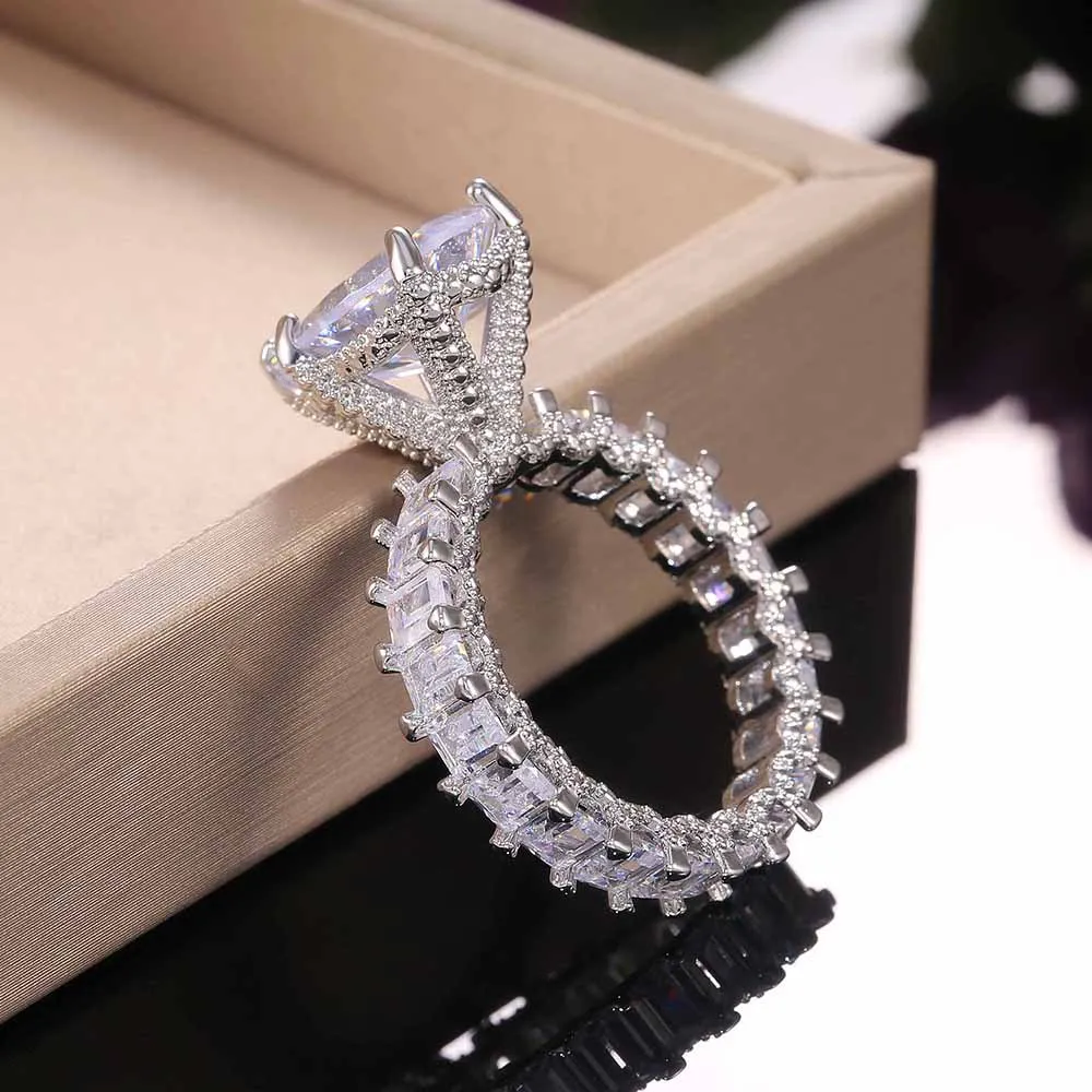 

2021 New Luxury Pear 925 Sterling Silver Engagement Ring For Women Lady Anniversary Gift Jewelry Wholesale R5879