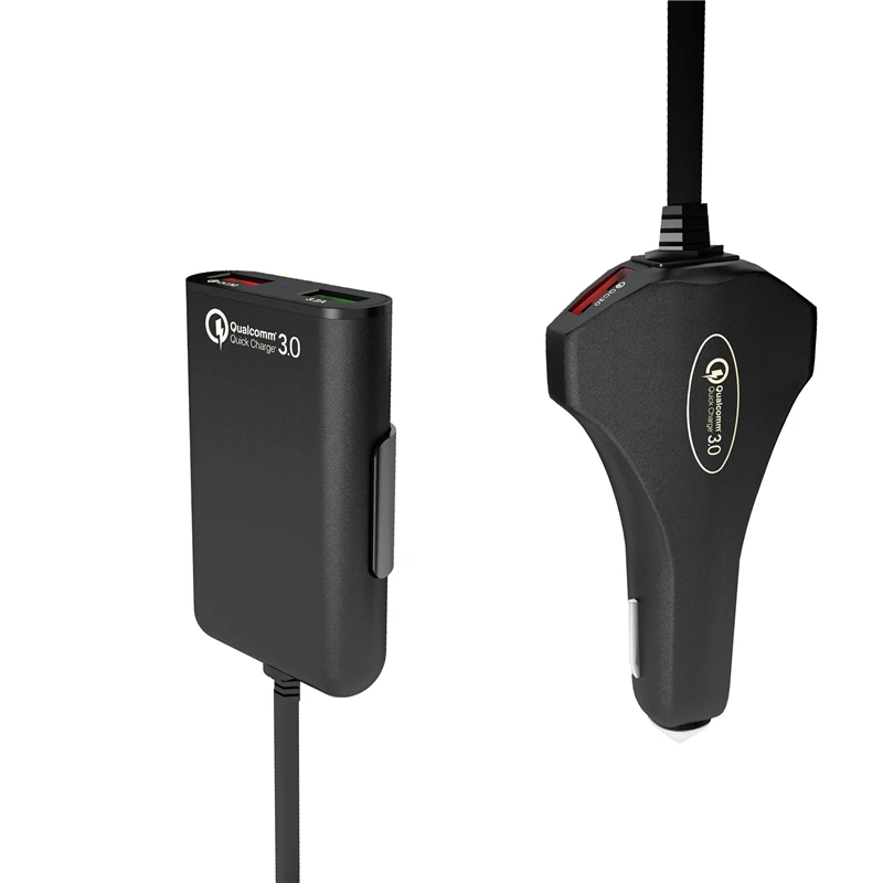 Новое USB Автомобильное зарядное устройство для мобильного телефона планшета 4 порта USB 3A QC3.0 Быстрая зарядка автомобильный адаптер зарядного устройства для телефона с кабелем даты