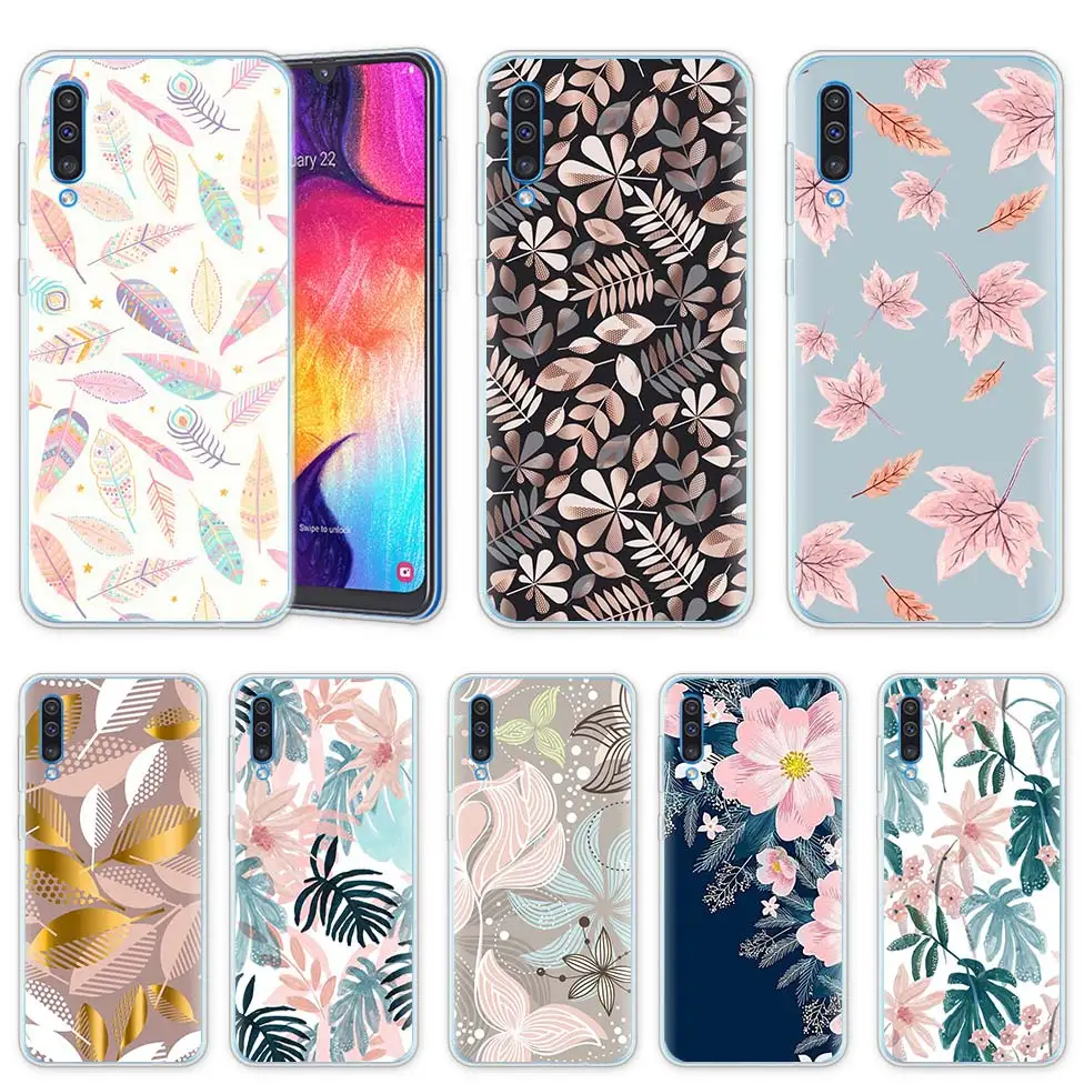 Чехол с листьями и цветами для Samsung Galaxy A50 A51 A71 A20e A70 A60 A40 A30 A30s A10s A21s A9 A7 2018