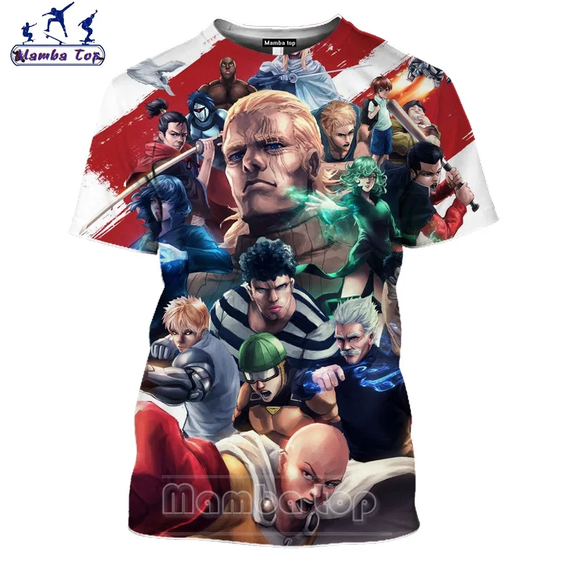 Топ Mamba мужские футболки 3D забавная Аниме One Punch Man Футболка с коротким рукавом