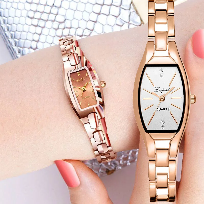 

LVPAI Rose Gold Casual Quartz Ladies Bracelet Wristwatches New Arrive Creative Women Fashion Luxury Watch Dress Quartz Clock