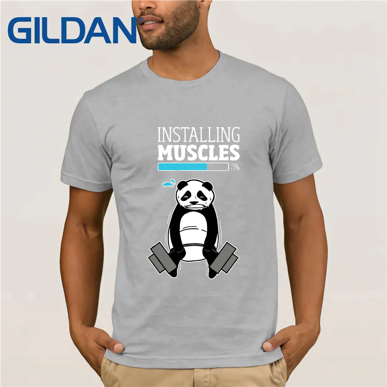 Установка мышцы пожалуйста подождите Футболка с принтом пандой 2019 футболка