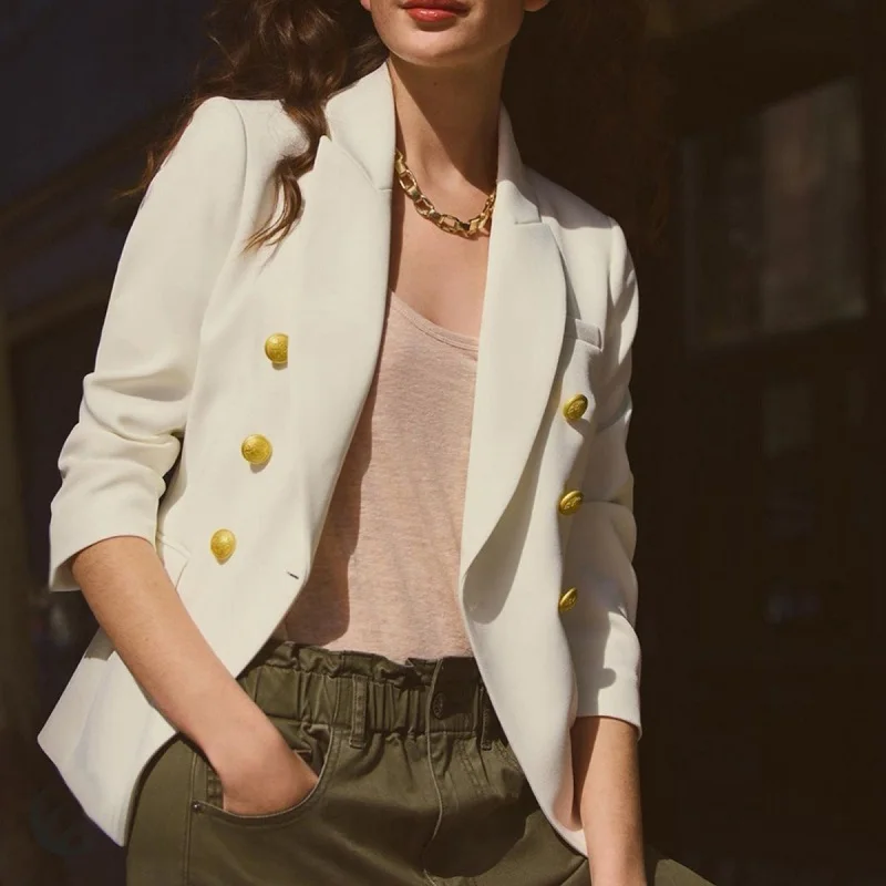 

Woman Jacket Blazer Double Breasted Blazer Coat Fashion Slim Long Sleeve Elegant Suit Jacket Lady Office Tops Spring Autumn