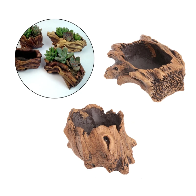 

Imitating Wood Flower Cement Planters for Succulents Flowerpots Bonsai Decor P82C